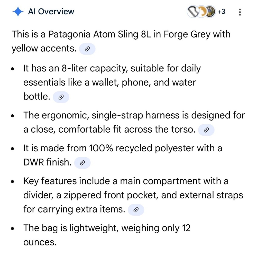 Patagonia Atom Sling 8L Forge Grey Yellow Crossbody Shoulder Bag 48261 - Picture 4 of 7